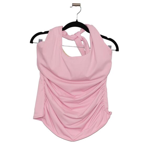 Miraclesuit Ruched Halter Neck Light Pink Tankini Swimsuit Top Size 14 - Picture 1 of 2